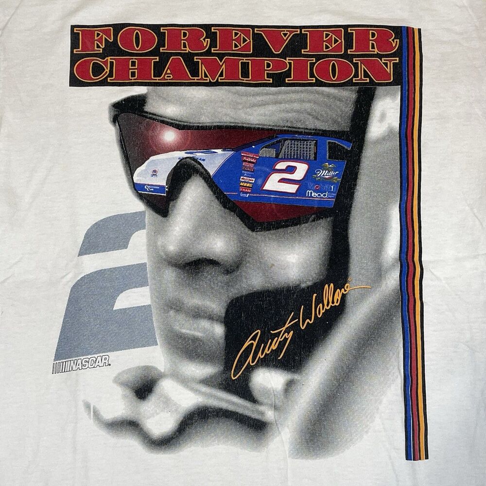 Vintage 90s Rusty Wallace Forever Champion Miller Lite Racing T-Shirt Size XL - Picture 2 of 13
